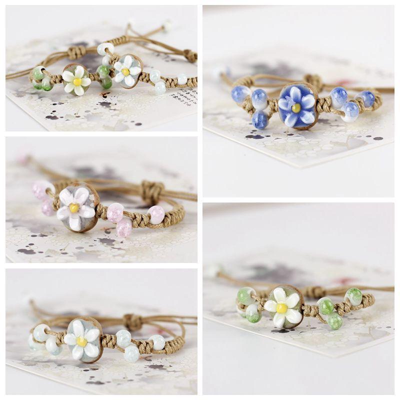 broken bridge handmade bracelet ceramic flower small jewelry stall supply popular fashion bracelet women's jewelry