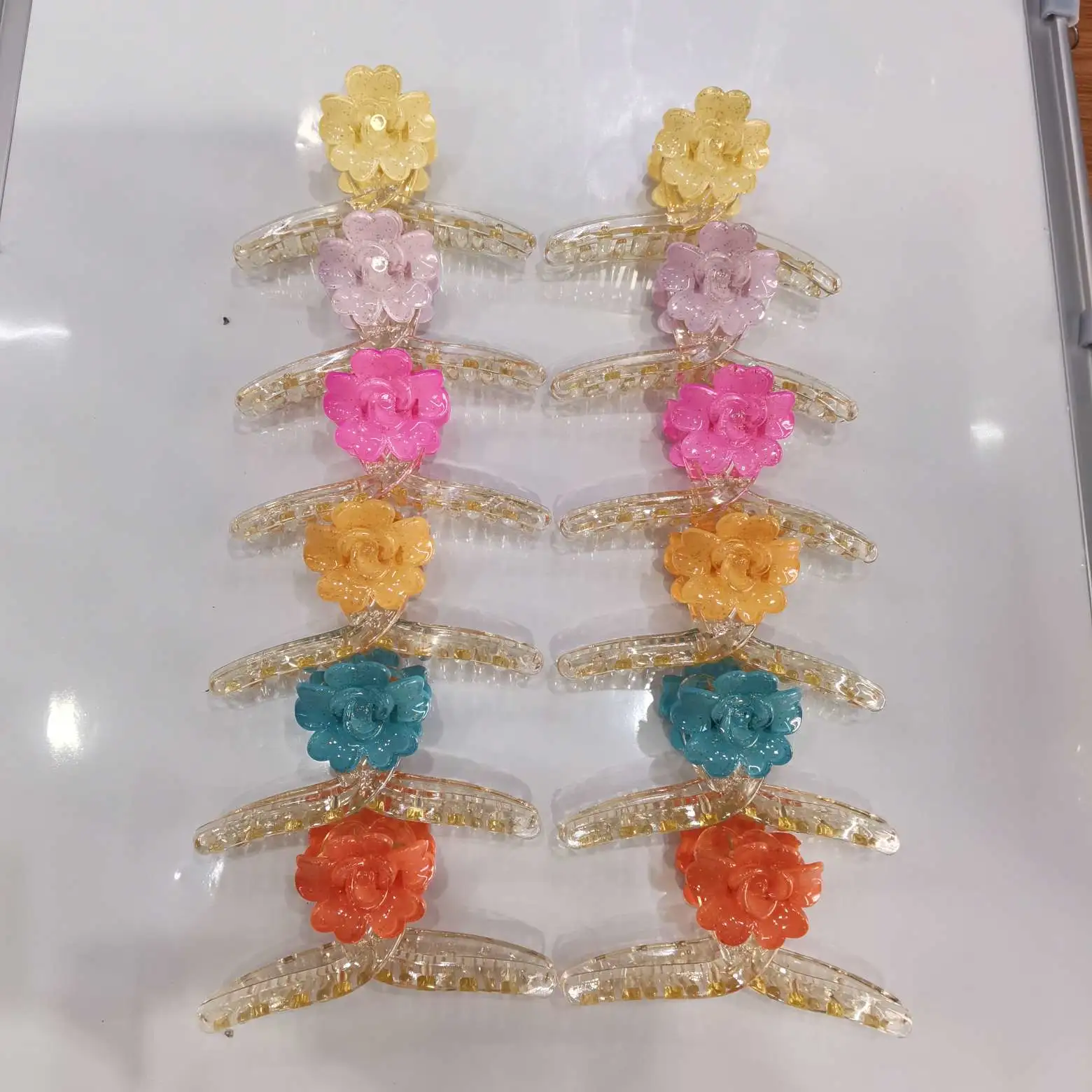 11 cm transparent champagne one-piece flower hairpin resin flower, a popular online hit detail image 2