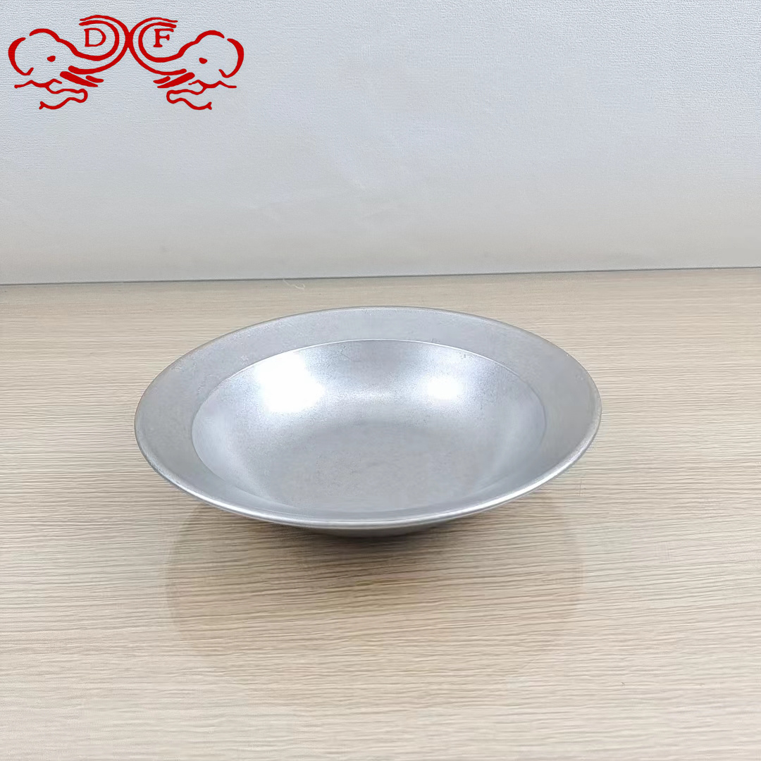 DF99389 Vintage stainless steel pasta plate do old pickled fish poached beef basin Crayfish basin Deep plate DF TRADINGHOUSE full figure