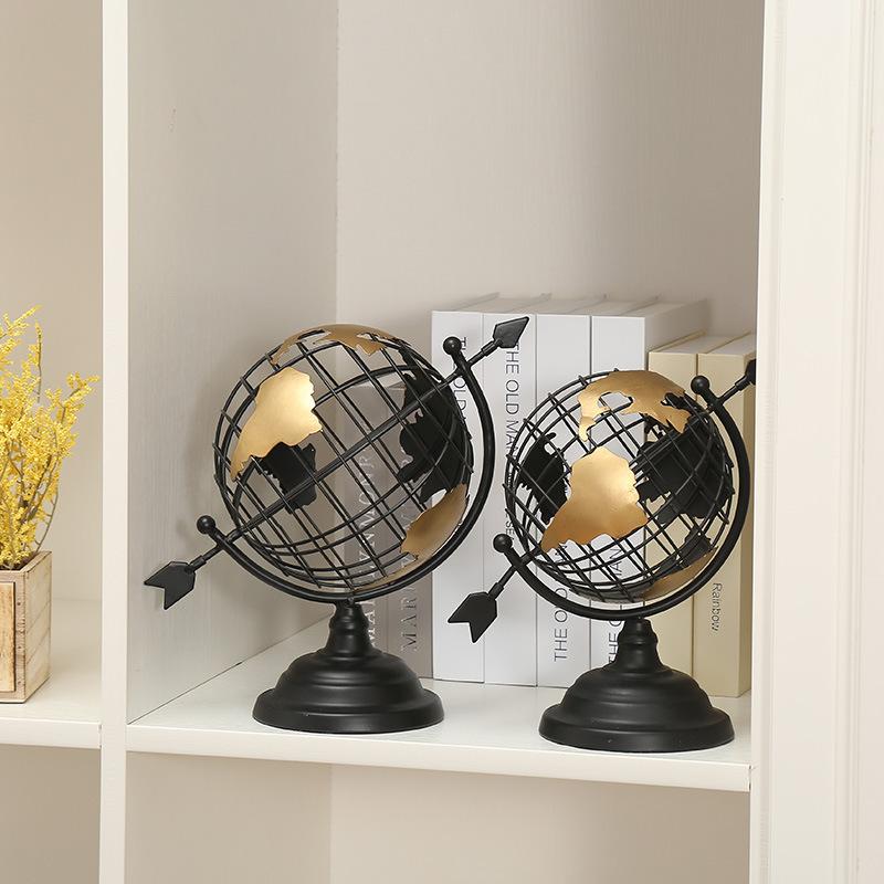 modern style simple metal globe ornament creative iron wire globe home office decor decoration in stock
