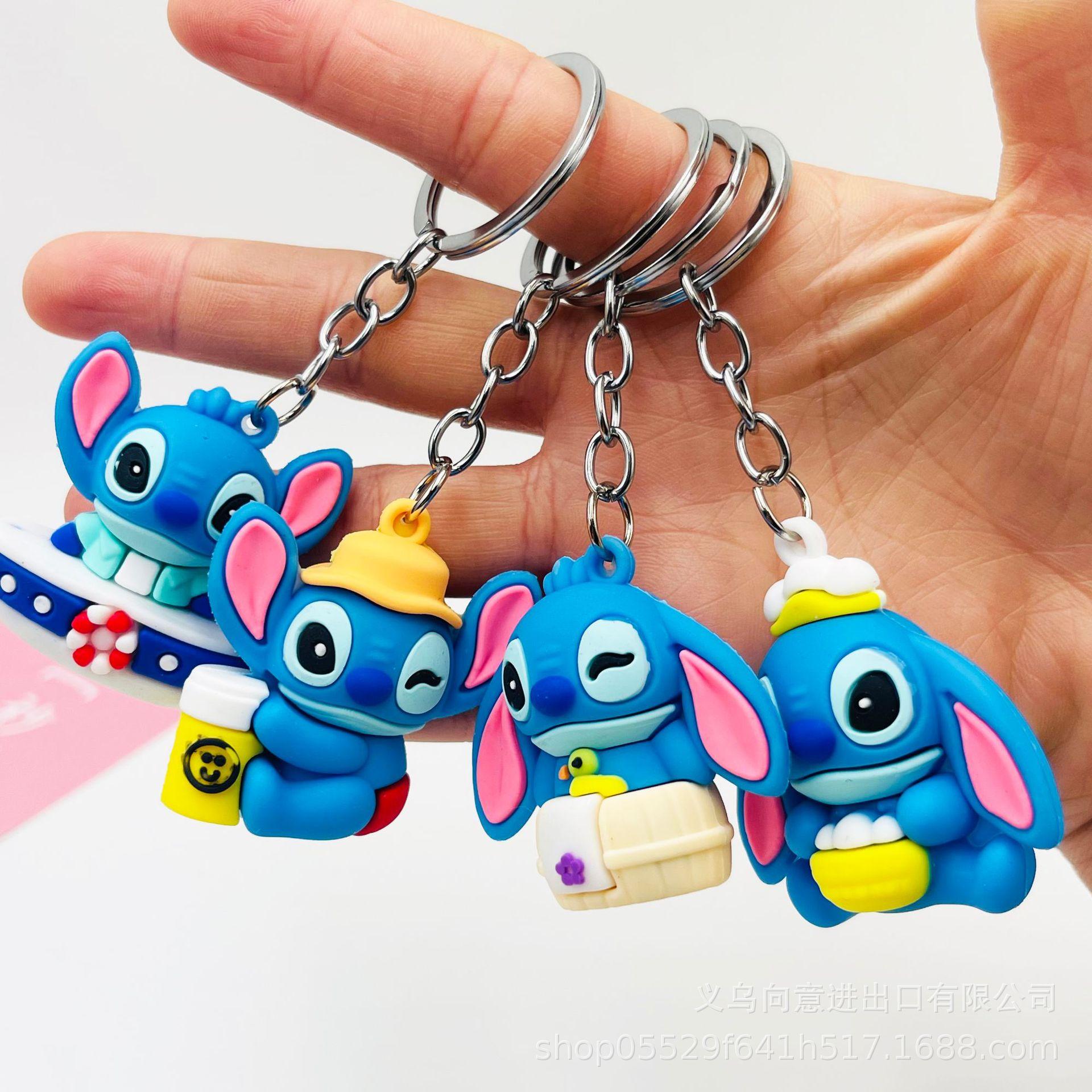 Creative Cartoon Stitch Keychain PVC Soft Rubber Doll Key Chain Students' School Bag Pendant Activity Gift