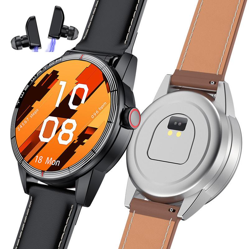 cross-border tws bluetooth headset smart watch 2-in-1 1.32-inch knob button sports pedometer watch r6