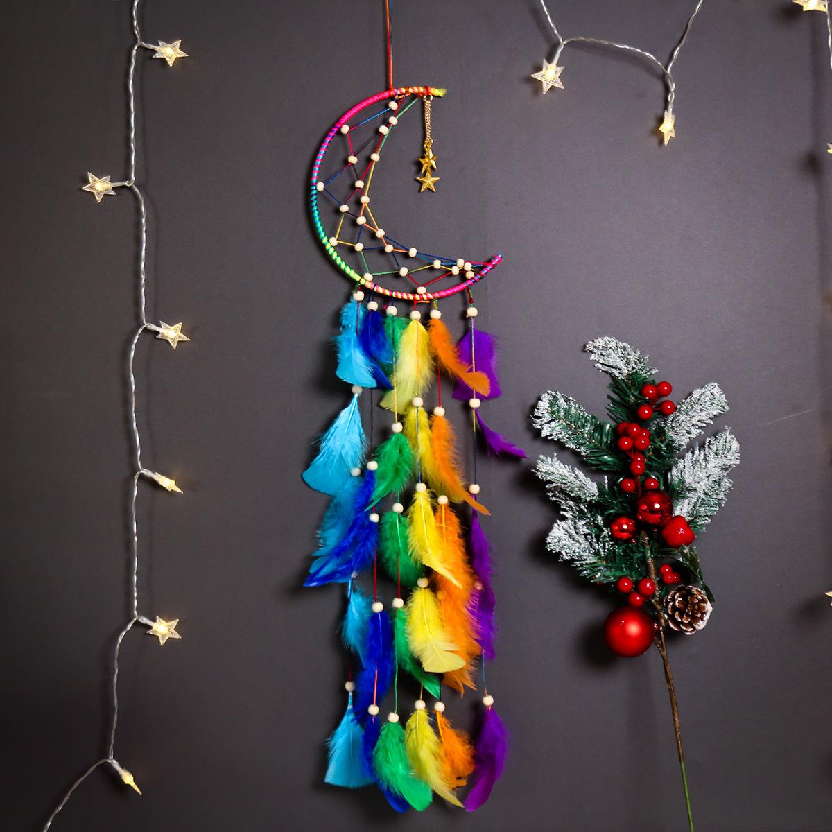 colorful crescent gold xingx home decoration dream catcher pendant children's fun room decorative wall hangings wall decor dream catcher