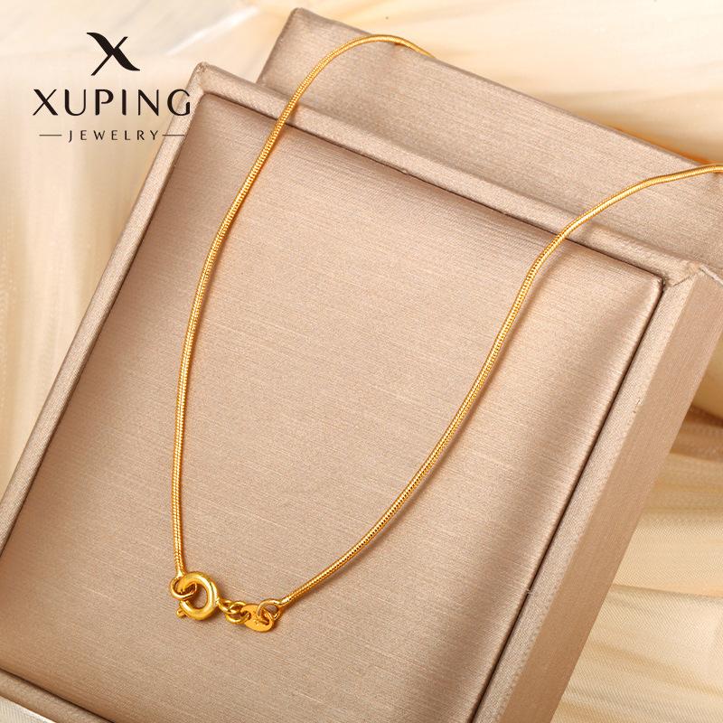 xuping jewelry gold-plated necklace women's simple fashion choker round snake bones chain europe and america cross border pendant chain single chain