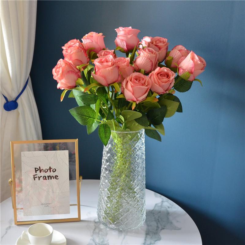 fake/artificial flower wedding ceremony layout single stem bulgaria rose artificial flower living room decoration silk flower decorative flower