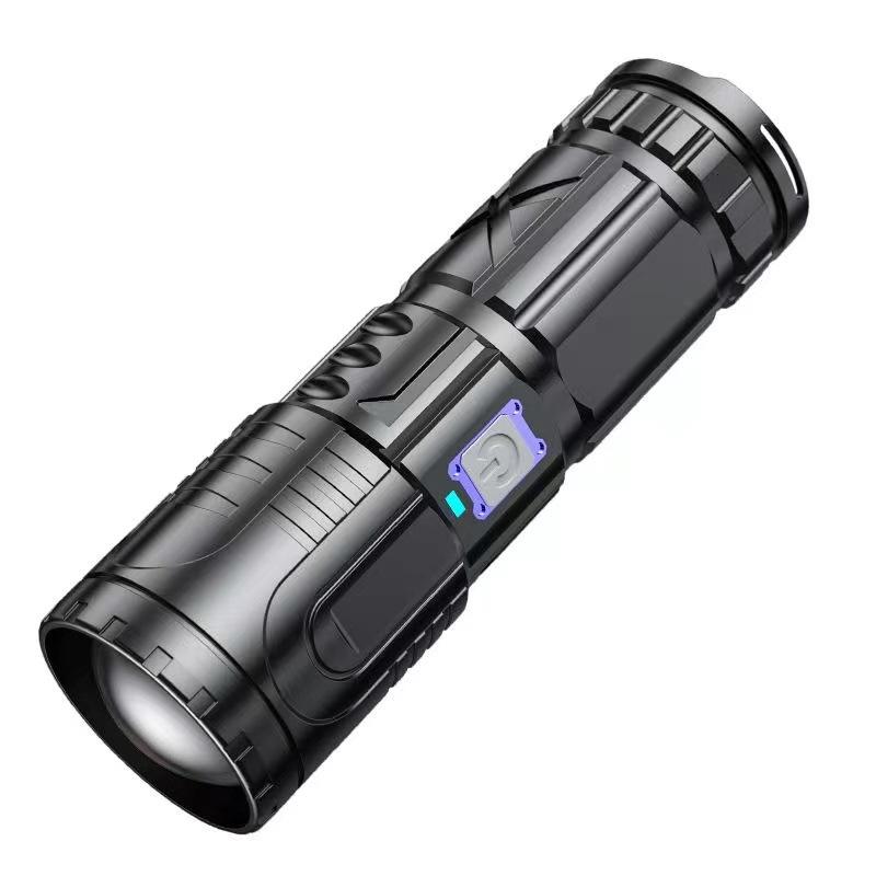 cross-border power torch can be usb power bank led super bright self-defense outdoor household hiking patrol long endurance photo Item Picture