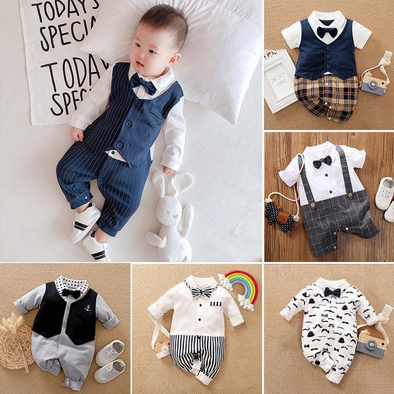 Baby's Clothes Spring and Summer Cross-Border Newborn Rompers Gentleman Jumpsuit Baby Cotton Dress Clothing