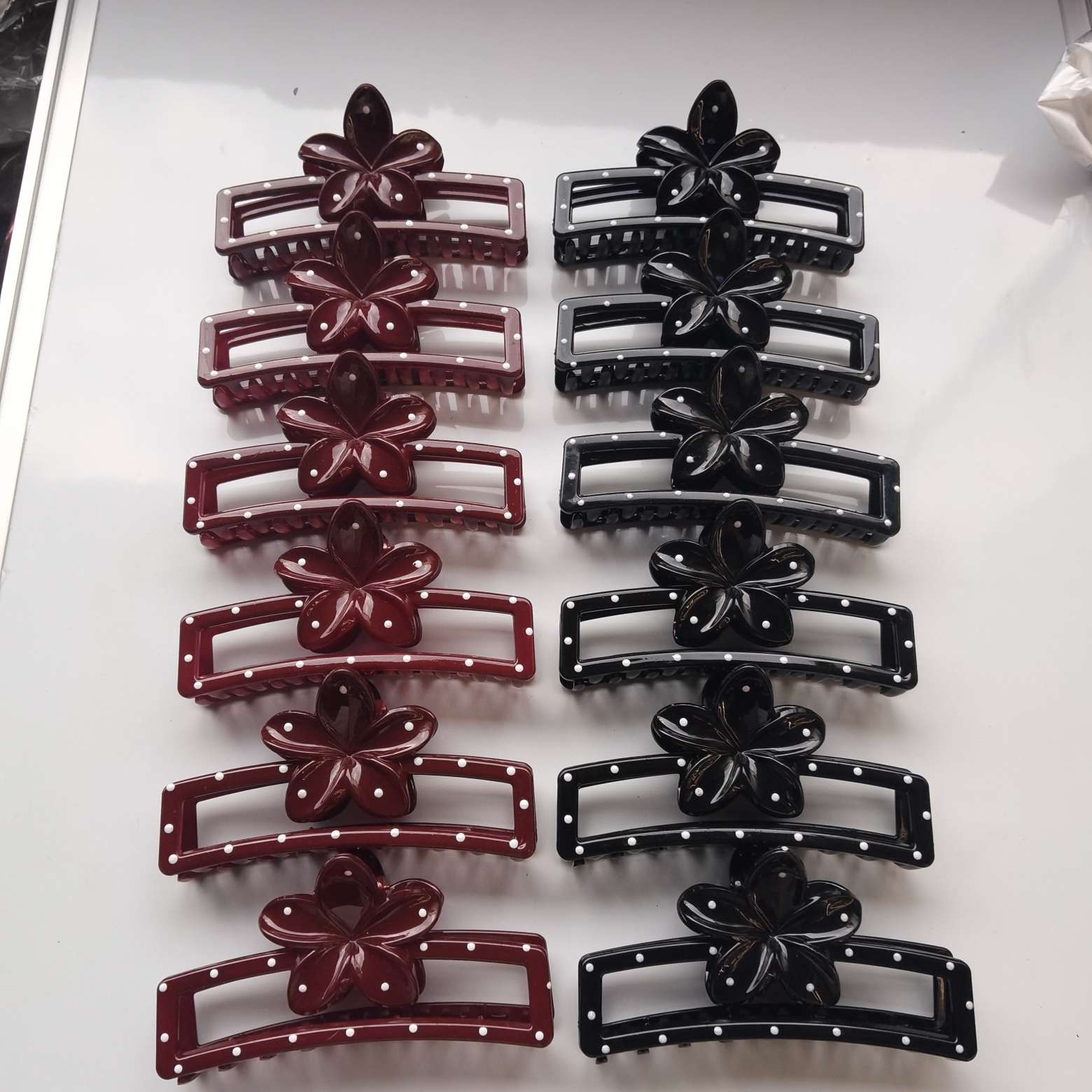 11 cm black and red oil-dripping hairpin detail image 2