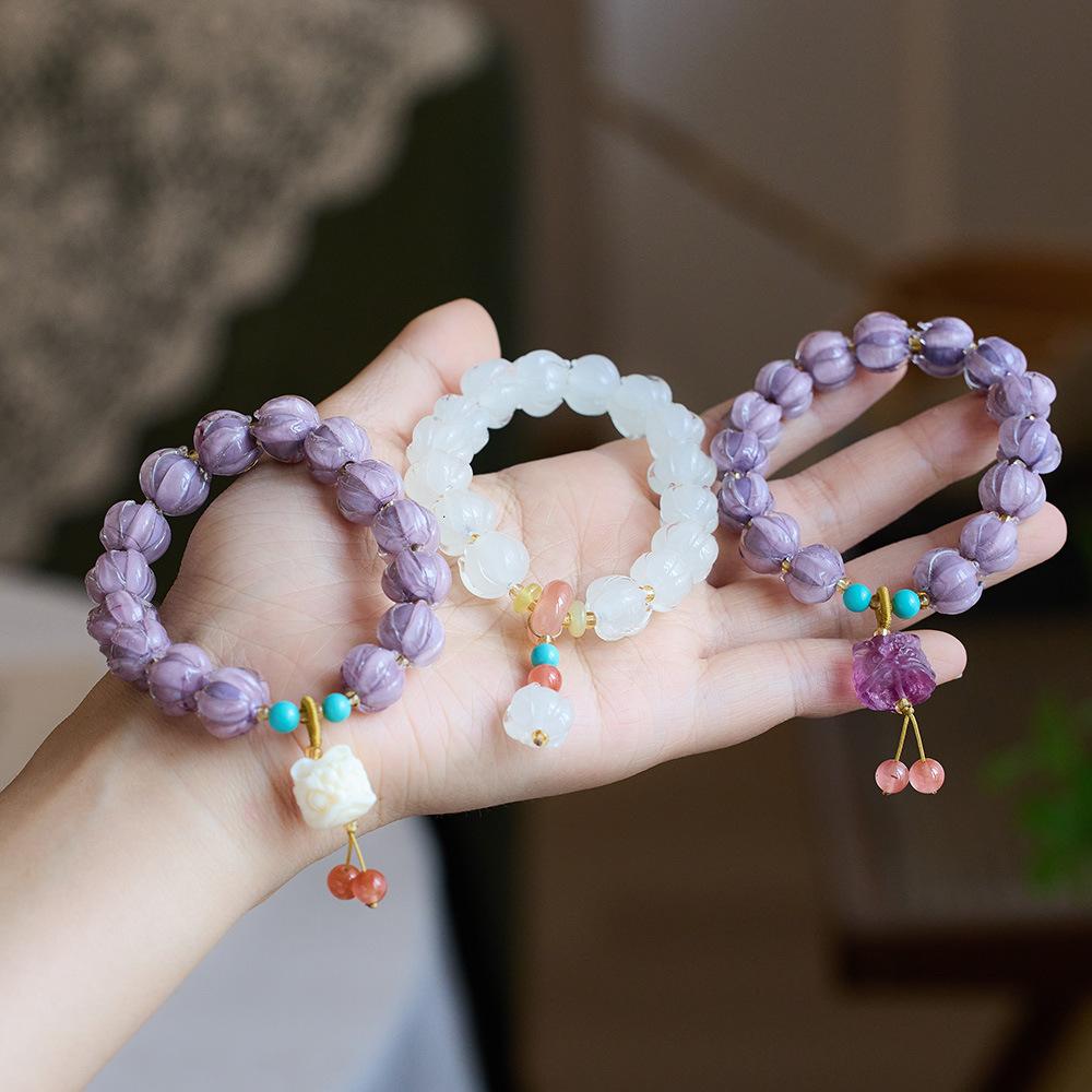 temple same style twilight purple glaze bracelet female purple gold glaze natural fluorite xingshi bracelet wenwan jewelry wholesale