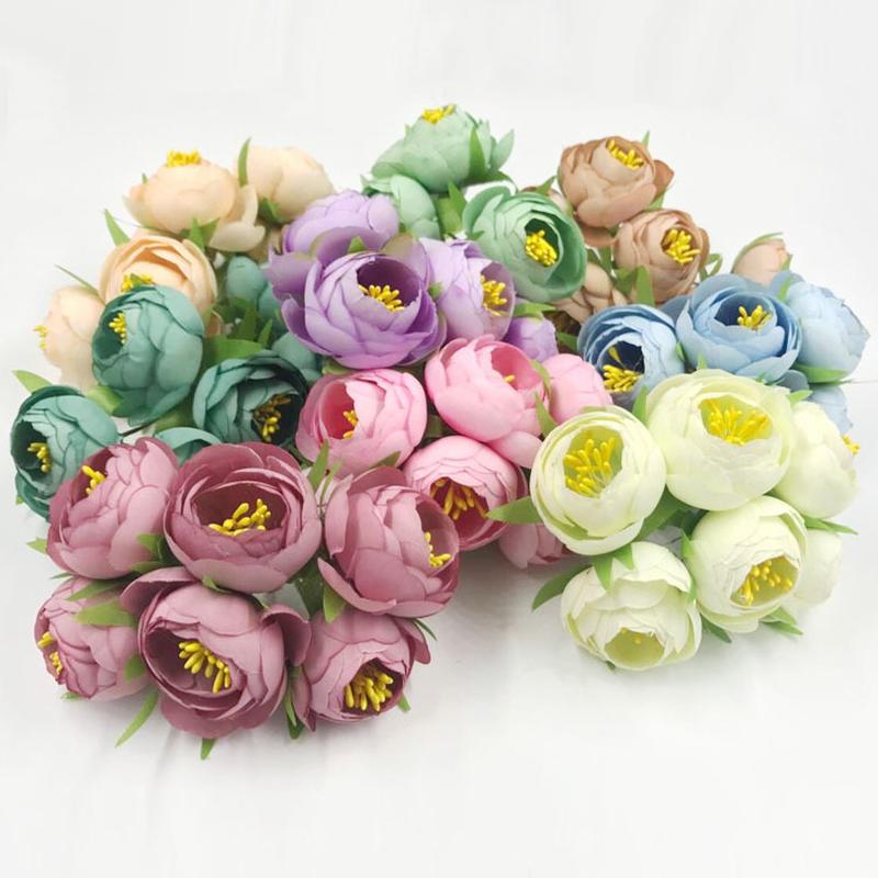 artificial flower artificial plant  Simulation Tea with Pole Bud European Retro Tea Bud Flower Head Garland Accessories Flower Diy Packing Boxes Decoration