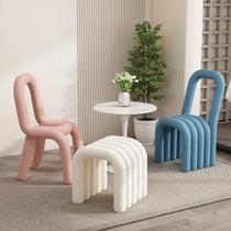 modern simple ins creative water pipe chair shaped cosmetic chair bedroom internet celebrity stool make-up chair lambswool dining chair
