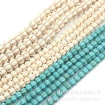 turquoise loose beads flat pumpkin straight hole beaded synthetic turquoise semi-finished beads diy jewelry material wholesale