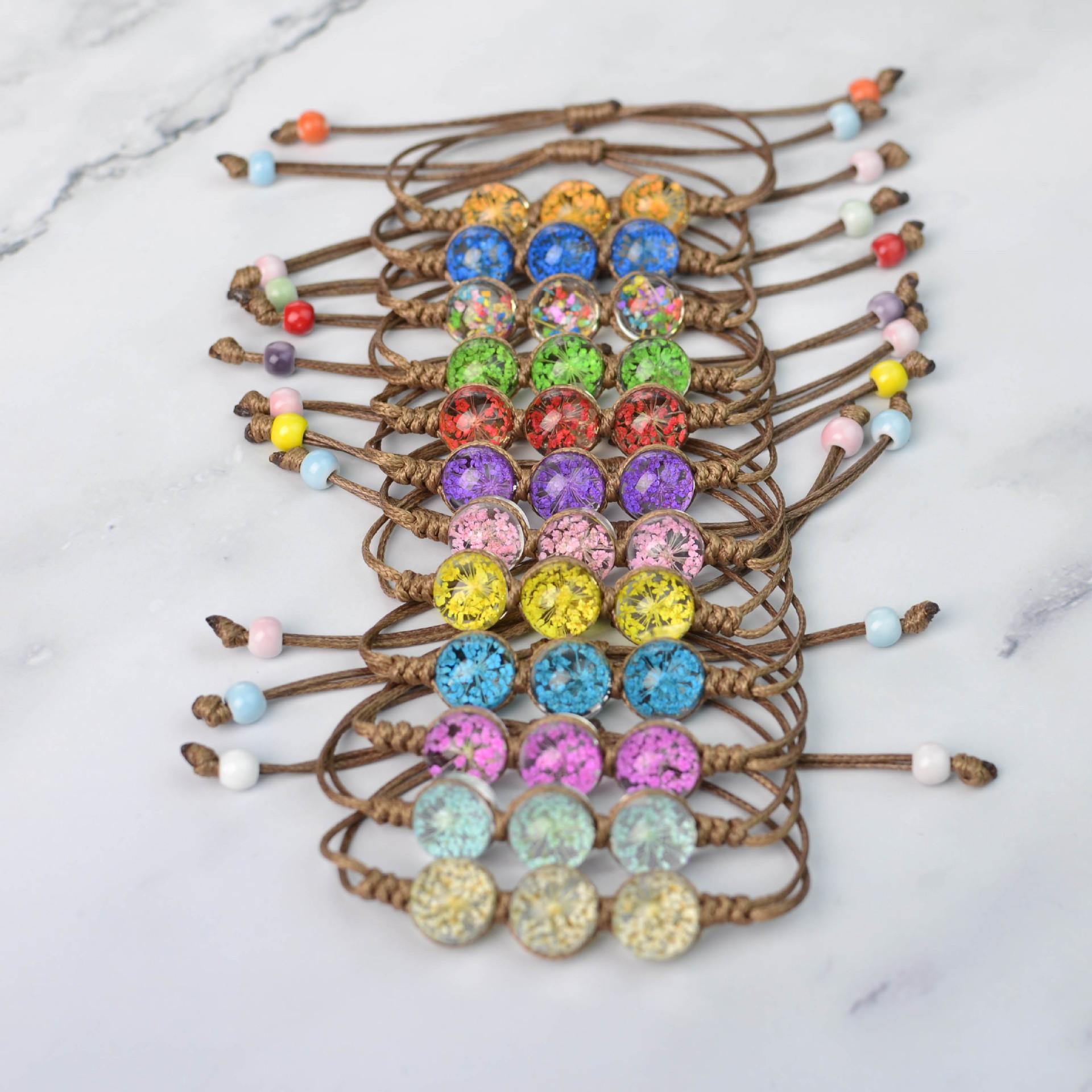 hand-woven dried flower bracelet lace flower simple jewelry mori style fresh preserved fresh flower stall supply girl