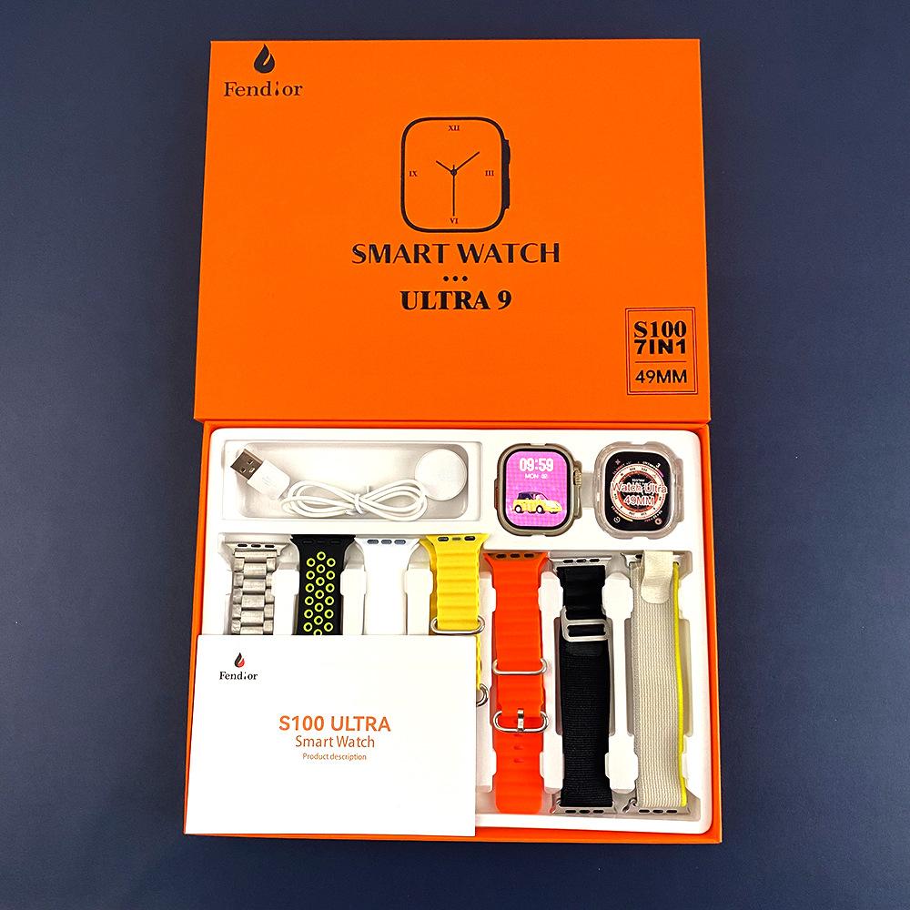 s100 smart watch bracelet gift box set multi-strap