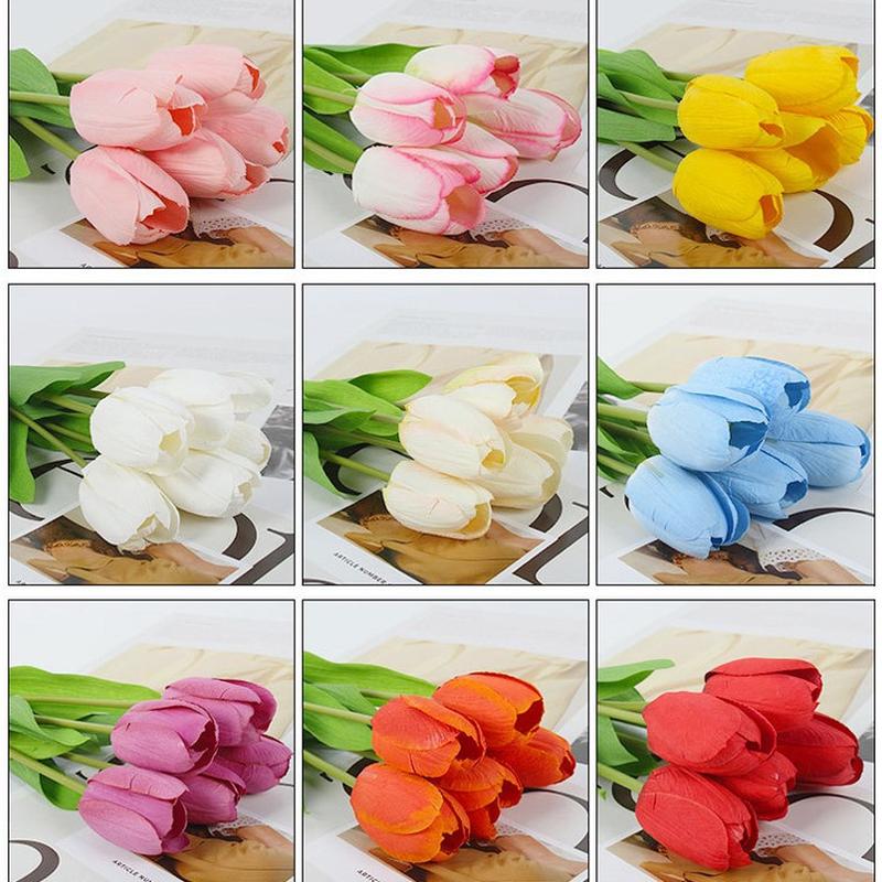 tulip artificial flower factory wholesale silk cloth real big branch fake flower wedding decoration holding flower shooting props