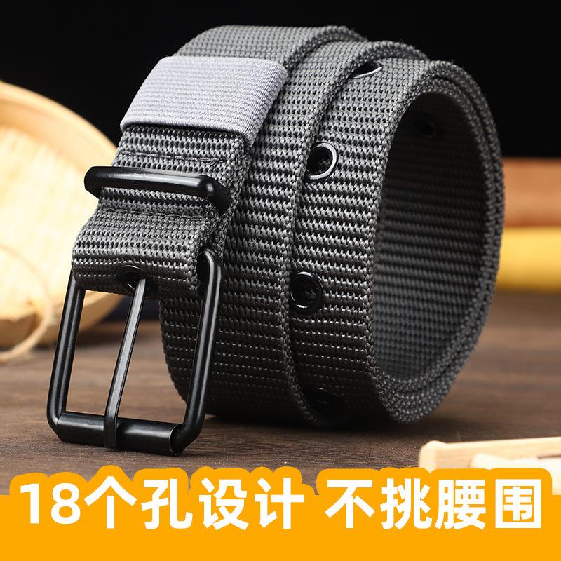 lengthened porous pin buckle canvas belt unisex belt student youth military training full hole outdoor jeans strap