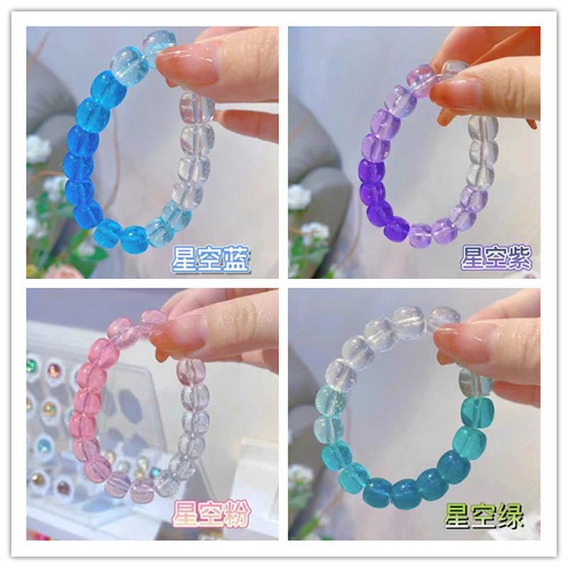 xiaohongshu imitation bodhi bracelet pliable temperament gradient color buddha beads luminous starry sky ice transparent plate beads bracelet