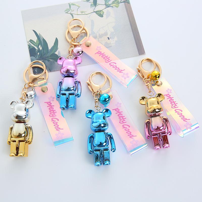 Creative Momo Bear Couple Key Chain Car Shape School Bag Bear Key Pendants Bag Small Jewelry Cartoon Hanging Ornaments