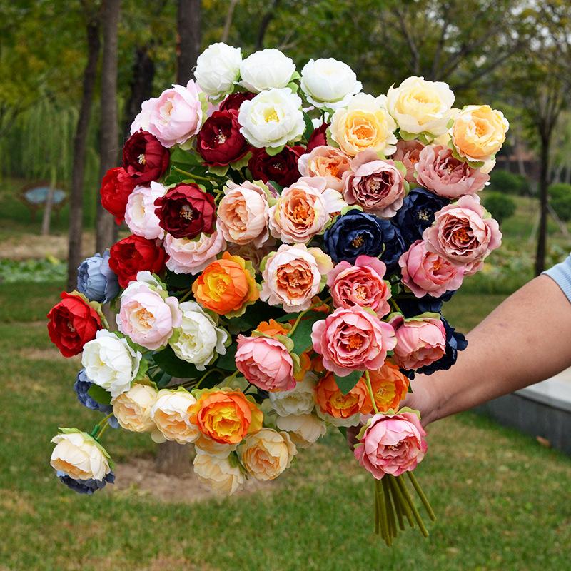 artificial flower artificial plant Spot Supply Silk Flower Peony Flower Fake Flower Wedding Home Decor Floriculture Seven Exquisite Peony