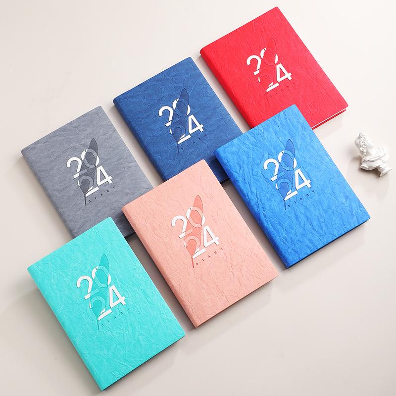 cross-border 2024 schedule book english inside pages of notebook 365 days daily planner a5 calendar soft surface diary