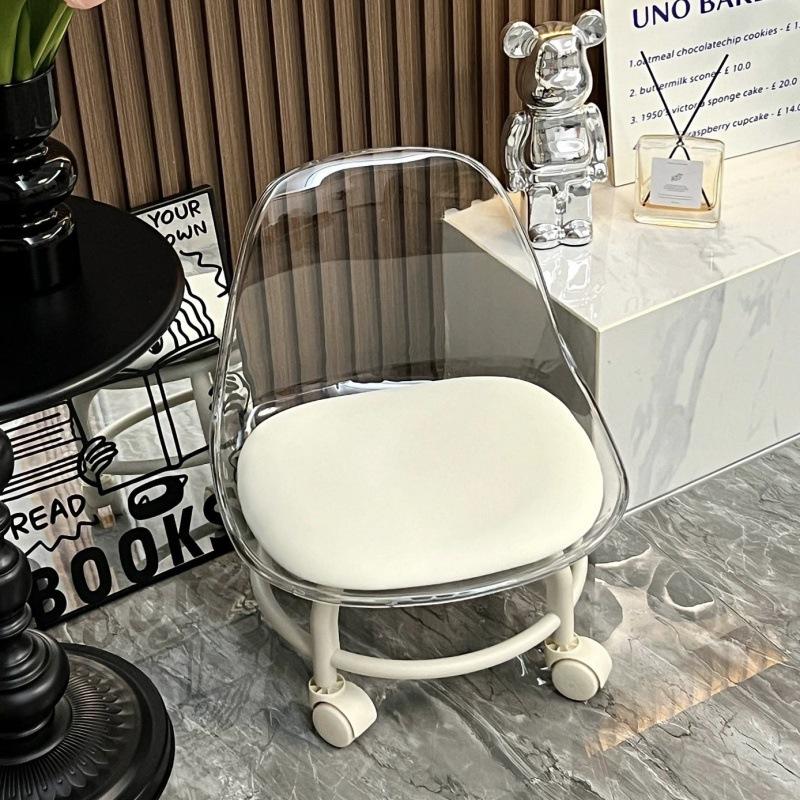 Acrylic Stool Mute Children's Toddler Stool with Universal Wheel Internet Celebrity Small Chair Pulley Low Stool Seam Stool