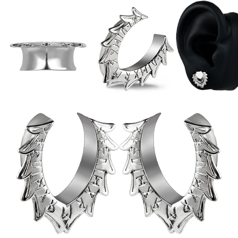 cross-border stainless steel bone wing u-shaped auricle personality symbol oracle integrated earlobe piercing jewelry