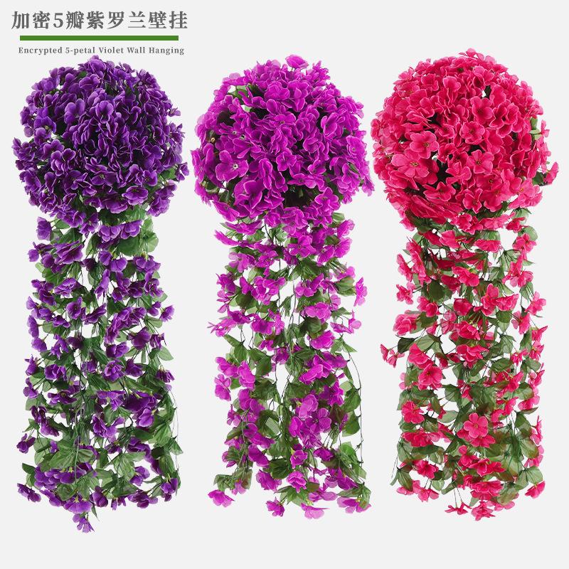 Artificial Flower And Artificial Plant Simulation Violet Wall-Mounted Flower Vine Interior Decoration Wall Flower Fake Flower Hanging Flower Living Room Hanging Wall Flower Chlorophytum Plastic Flowers