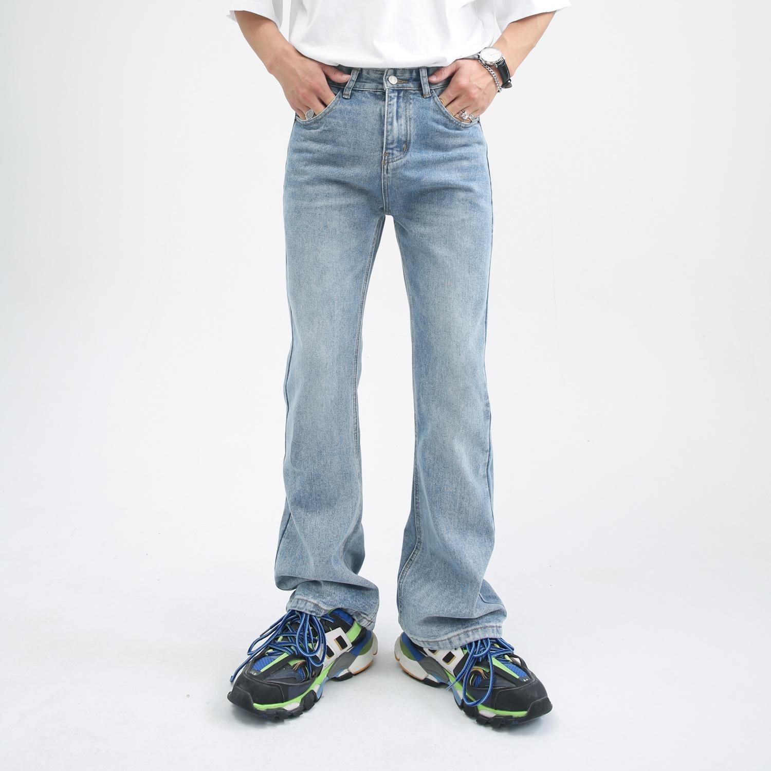 Nirben Slim Fit Multi-Color Jeans Korean Style All-Matching Slimming Wide Leg Slightly Washed Ins Straight Trend Men