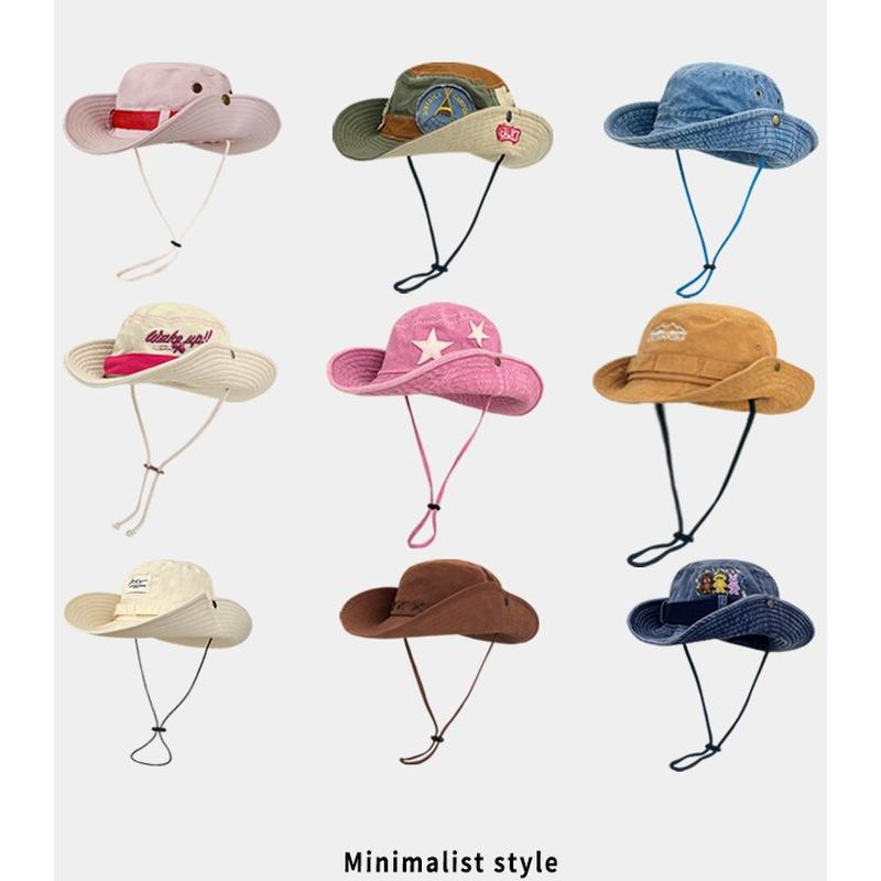 Western Jean Fisherman Hat Children's Big Brim Sun Protection Hat Sun Hat Men's Outdoor Jungle Hat Seaside Fishing Alpine Cap