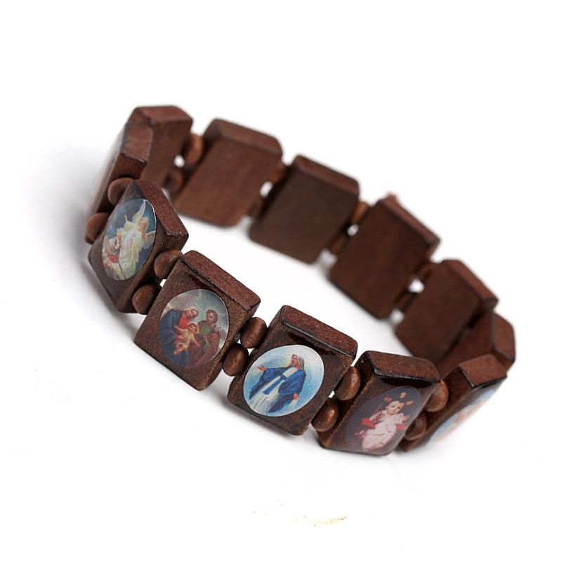 natural wooden oil dripping color hand row holy father virgin elastic bracelet amazon jewelry wholesale