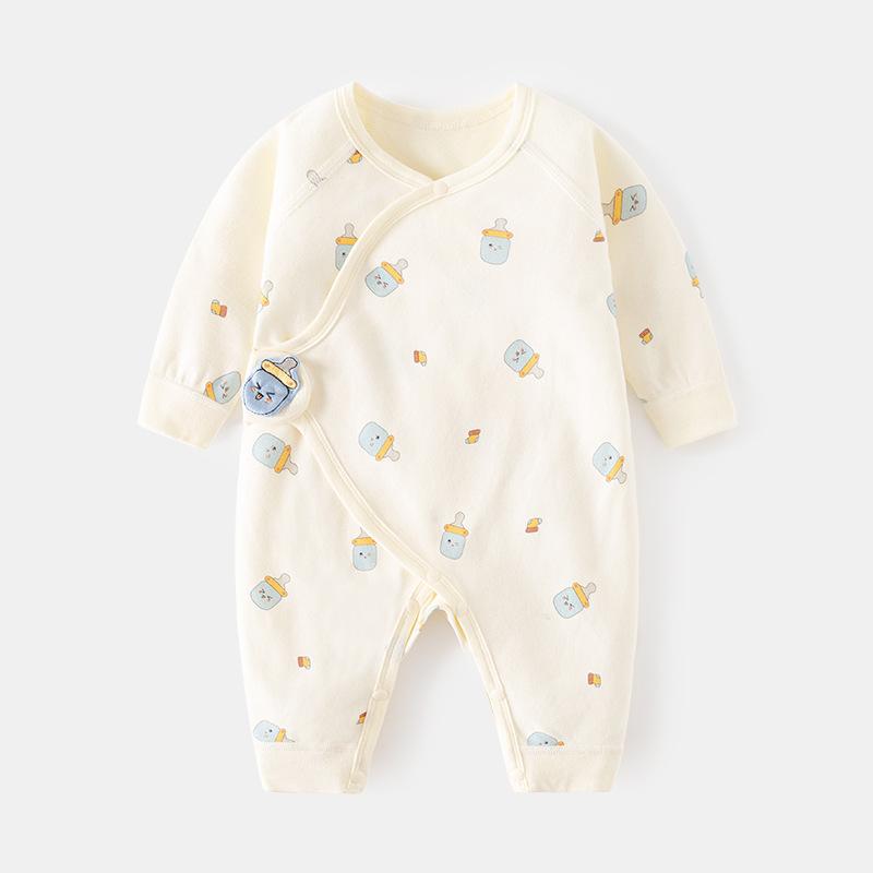 newborn jumpsuit baby boneless romper autumn and winter pure cotton newborn gown romper velcro baby clothes