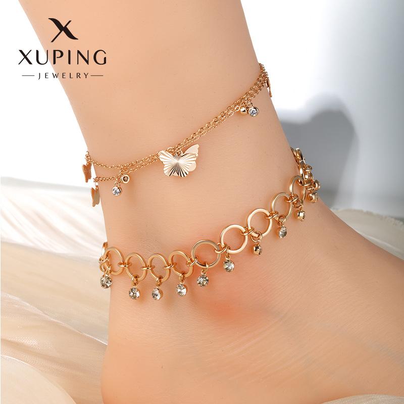 xuping jewelry new trendy summer ladies butterfly tassel pendant anklet female europe and america cross border beach style foot ornaments