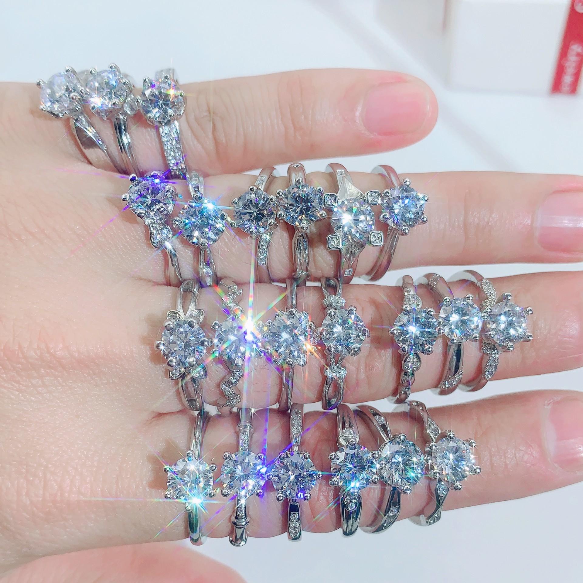 live streaming welfare imitation moissanite moissanite open ring female high carbon diamond niche non-fading design ornament wholesale