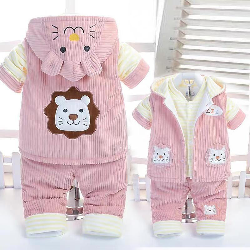 baby clothes autumn winter cotton-padded coat baby vest three-piece wholesale 012 years old thickened padded jacket little children's clothes cotton-padded clothes