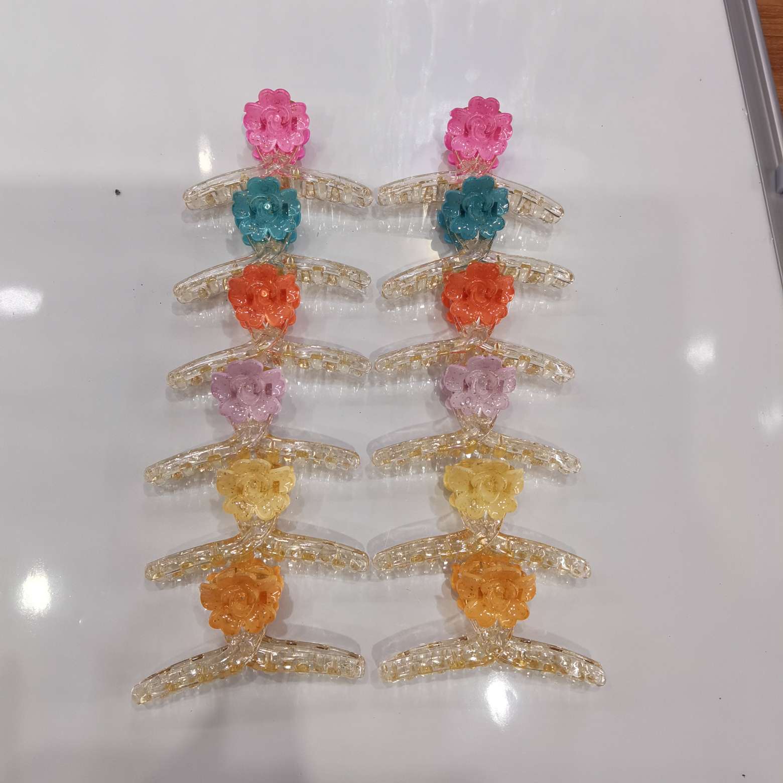 11 cm transparent champagne one-piece flower hairpin resin flower, a popular online hit details Picture