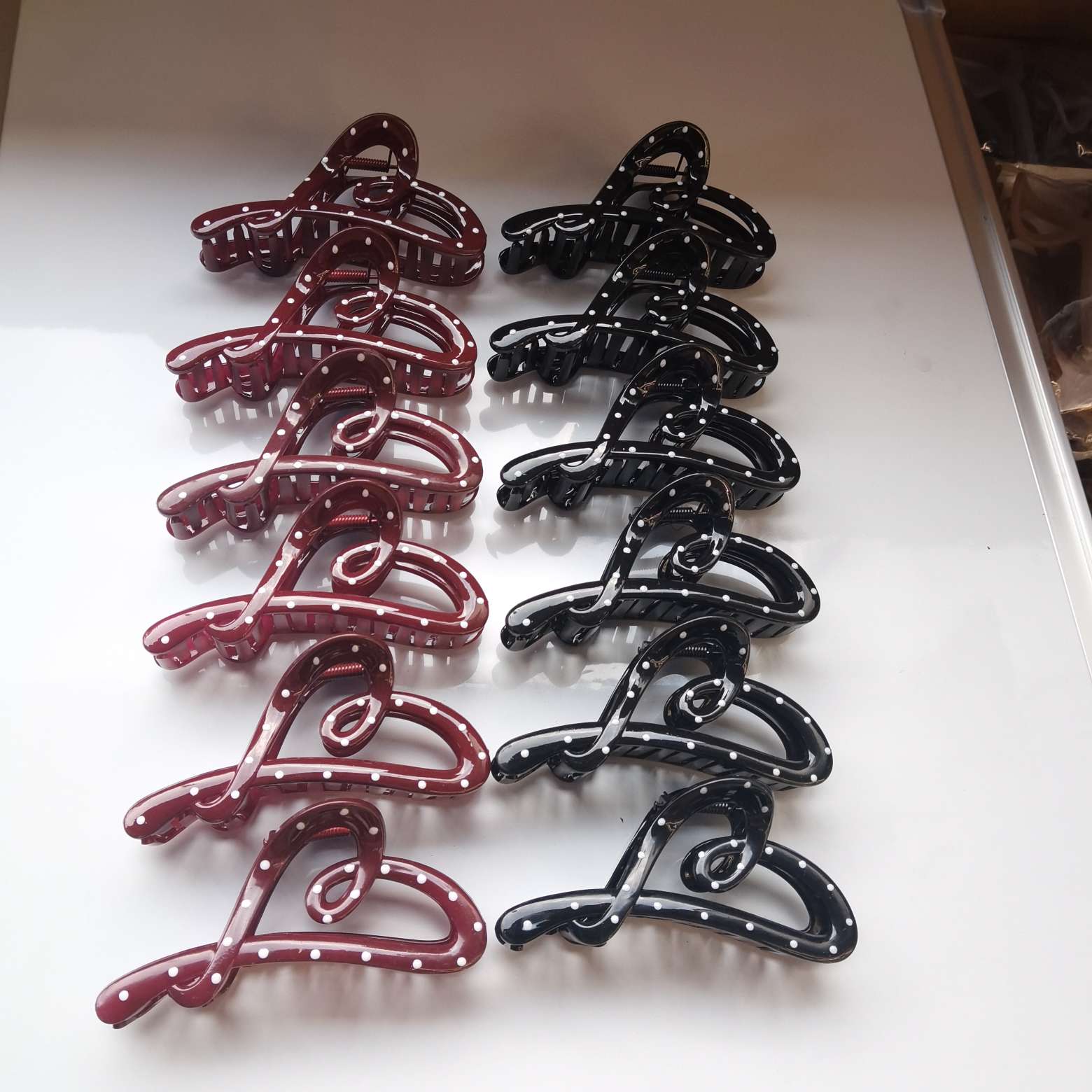 11 cm black and red oil-dripping hairpin detail image 5