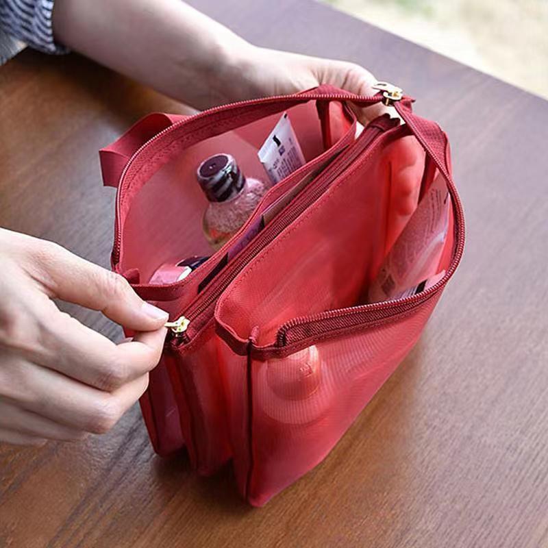 screen net handbag wash bag female cosmetics organize and storage travel passport portable with compartment fashion pouch