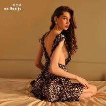 dark love orange sexy lingerie sexy pure eyelash pajamas lace stitching suspender skirt leopard print satin nightdress for women 17
