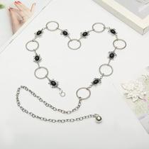 Fashion New Trend Women's Metal Waist Chain Ladies Retro Casual Decorative Gem Chain Ring with Jeans
