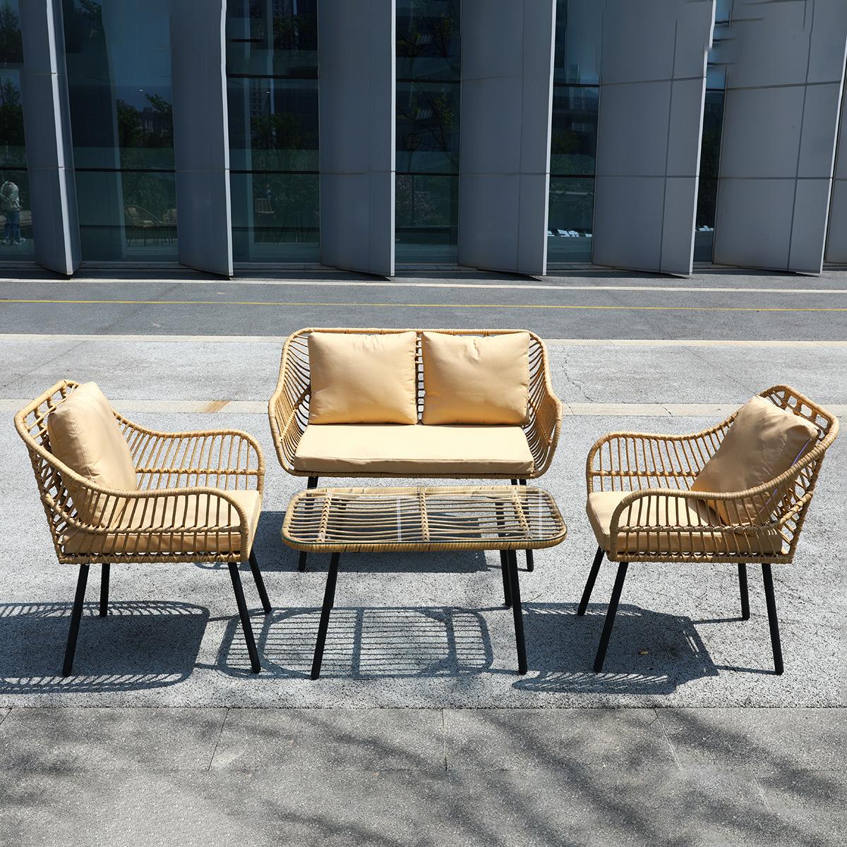 outdoor simplicity small table and chair courtyard balcony outdoor table and chair combination outdoor garden rattan waterproof and sun protection rattan chair