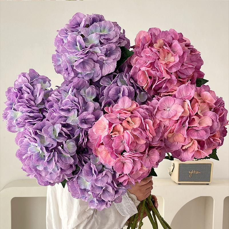 Artificial Flower And Artificial Plant 3d Printing Long Branch Big Flower Head Simulation Hydrangea Artificial Flower Flower Arrangement Wedding Arrangement Flower Material Wedding Silk Flower Artificial Flower
