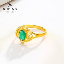 xuping jewelry imitation chalcedony emerald ring for women affordable luxury fashion vintage temperamental minority ring ornament wholesale