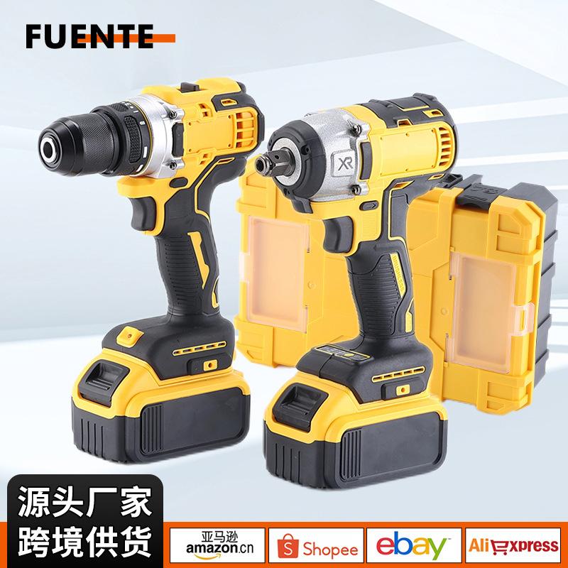cross-border foreign trade electric tools household pistol drill wrench two-piece brushless electric hand drill electric wrench set
