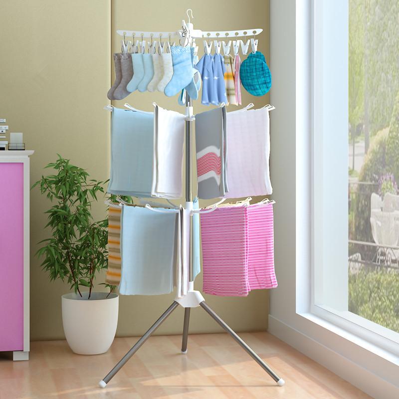 Baby Clothes Hanger Floor Folding Balcony Stainless Steel Clothes Hanger Baby Diaper Rack Children Towel Rack Clothes Rack