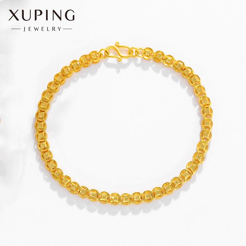 xuping jewelry plated 24k gold alloy plated fashion vintage copper coin bracelet wholesale women's creative watch chain