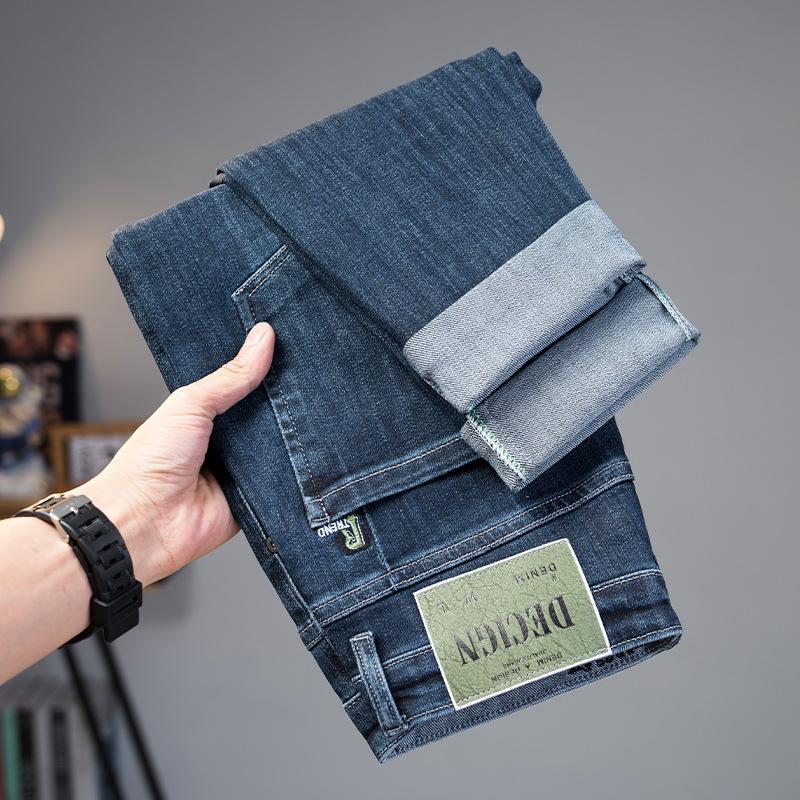 Men's Jeans Spring New Fashion Youth Fashion Casual Versatile Korean Slim Fit Light Straight-Leg Big Cow Pants