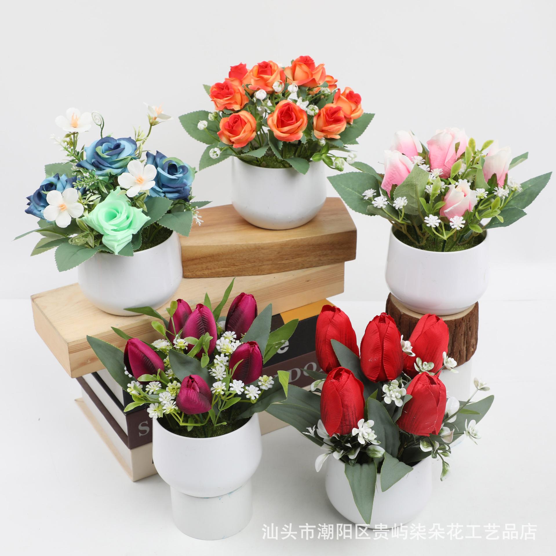 artificial flower plastic artificial flower handmade finished product crafts outdoor wedding home decoration simulation potted plant wholesale