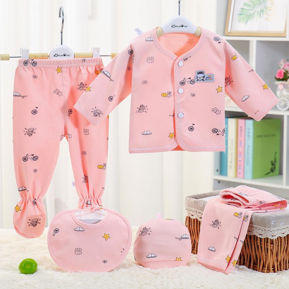 Newborn Baby Clothes Cotton Baby Long Johns Top & Bottom Set Suit Toddler Autumn Underwear Five-Piece Set