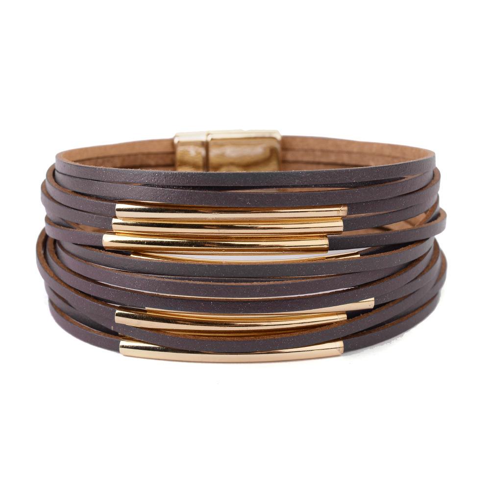 2020 New Couples Bracelet Leather Rope Braided Bracelet Magnetic Snap Leather Bracelet Men's and Women's Jewelry Foreign Trade Hot Sale