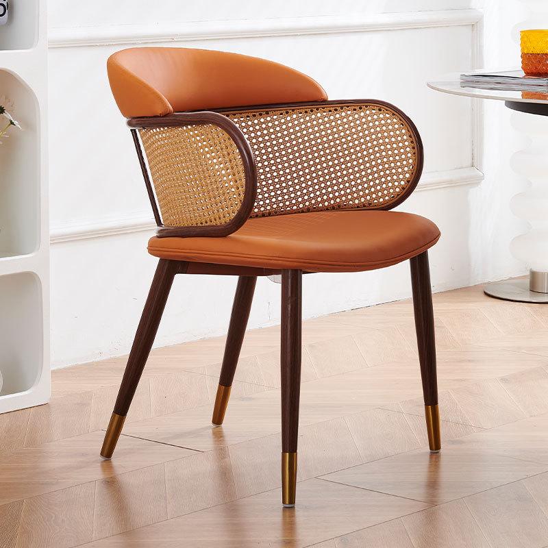 nordic light luxury rattan dining chair designer household restaurant armchair vintage coffee shop armrest armchair cross-border